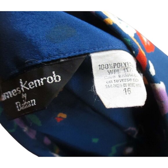 Vintage Blue Floral Button-Up Shirt James Kenrob Dalton Womens Size 16 1X XL 70s - Picture 5 of 5